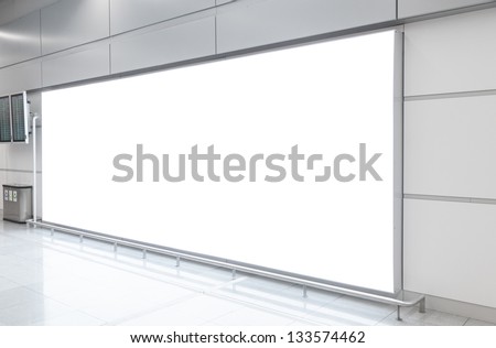 Blank billboard in modern underground hall
