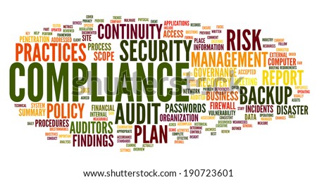 Compliance and audit in word tag cloud on white