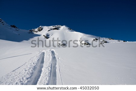 Ski trails on a mountain, off-piste