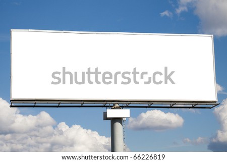 Blank billboard on blue sky with clouds. Useful for your advertisement