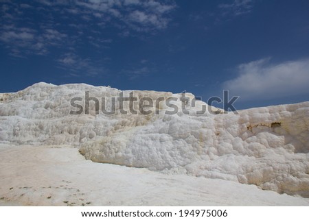 Pamukkale cotton castle in Turkish with nice sky beautiful place of Turkey