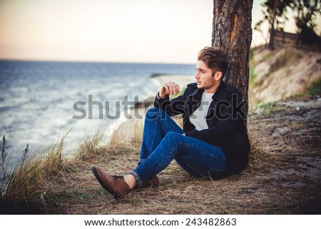 man in the forest, nature and man, pine, loneliness