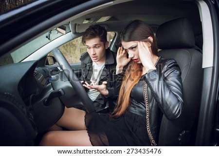 quarrel behind the wheel, the couple quarrel, lovers quarrel, car road