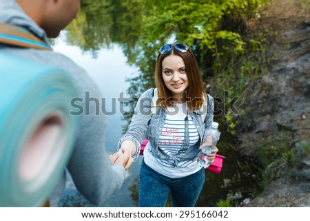 couple goes hiking, forest, recreation, love, active lifestyle