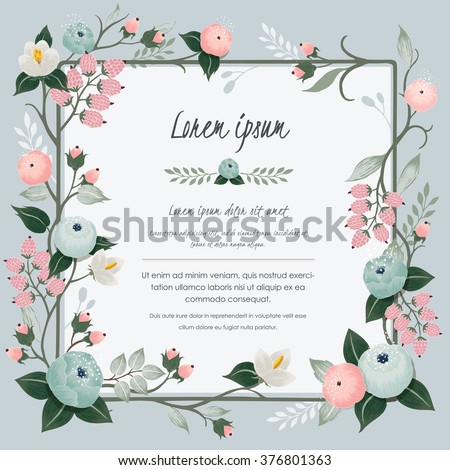 Vector illustration of a beautiful floral vine border with spring flowers for invitations and birthday cards
