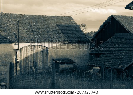 Atmospheric shoot of the bohemian traditional cottage in the Czech republic. Black and white filter used.