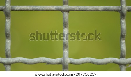 Looking through the gaps of a metal fence.