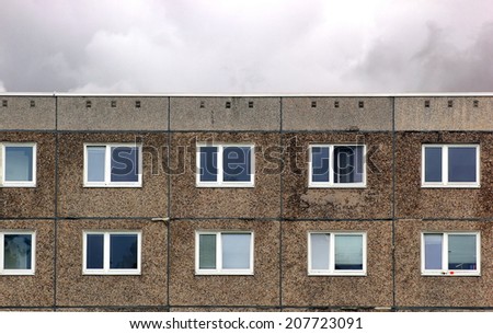 Part of a generic building reflecting the architectural style which was common in the GDR.