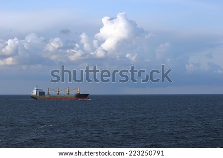 Freight ship in open waters.