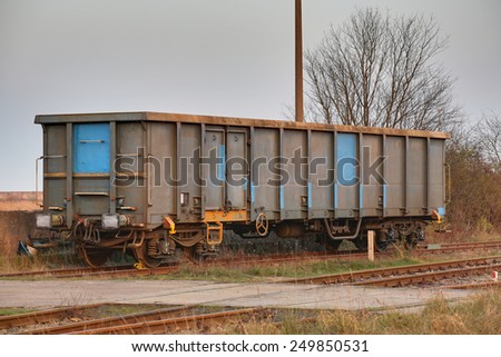 Goods wagon standing on rails in Germany.