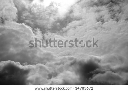 Black-and-white photo of the sky with clouds