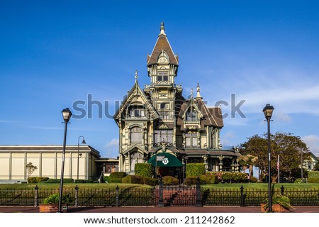 Carson Mansion in Eureka, California, beautiful Victorian Style house in old downtown