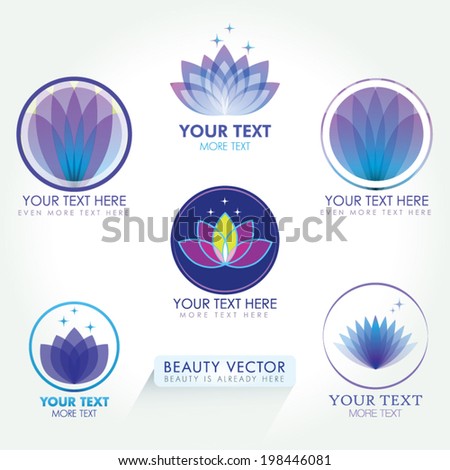 Lotus Icon set. Good for Beauty Industry, Beauty Salon, Med Spa, Alternative Medicine, Spa, Beauty, Spa Boutique, Yoga Club, Massage and Recreation, Shiatsu, Natural Healing, Acupuncture, Naturopathy