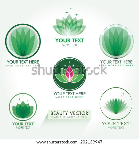 Lotus Icon set in green. Good for Beauty Industry, Beauty Salon, Med Spa, Alternative Medicine, Spa, Beauty, Spa Boutique, Yoga Club, Massage and Recreation, Shiatsu, Natural Healing, Acupuncture