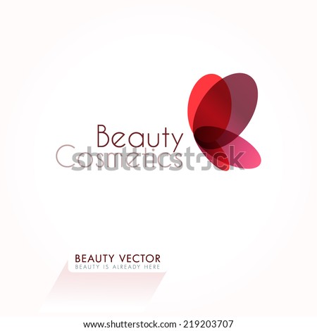Red Butterfly vector illustration. Business sign template for Beauty Industry, Beauty Salon, Cosmetic labeling, Beauty Boutique. Vector graphics representing concept of femininity, beauty, freedom.