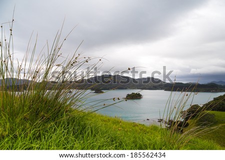 Cloudy landscape of the Bay of Islands, the North Island, New Zealand