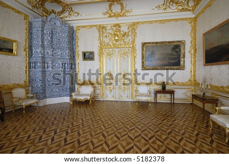 Sitting room inside Catherine\'s Palace in St. Petersburg, Russia