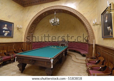 Pool room inside a mansion in St. Petersburg, Russia