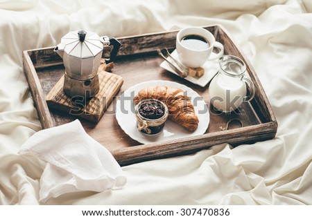 Breakfast in bed. Window light