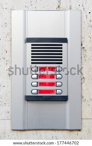 Intercom system at the entrance of a block of flats