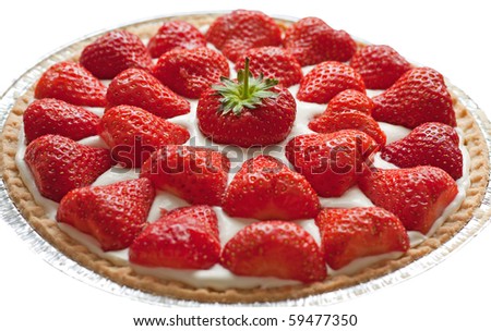 Homemade strawberry cheese cake isolated on white.