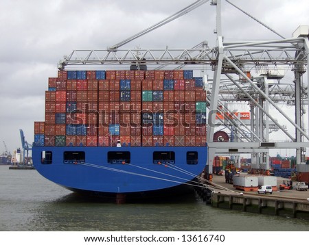 containership at rotterdam port