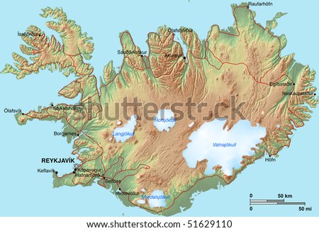 Iceland topographical map