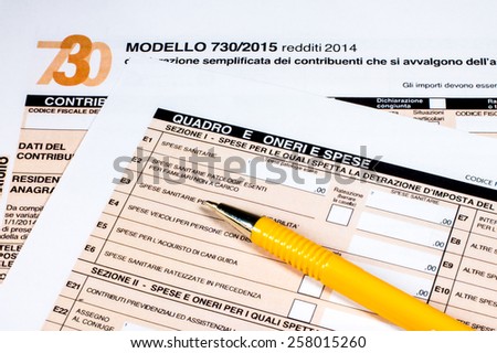 Form to fill Italian called  730/2015 for the tax return of 2014