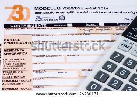 Form to fill Italian called  730/2015 for the tax return of 2014