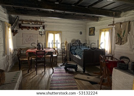 Old  wooden house in slovakian village, open-air museum Vlkolinec