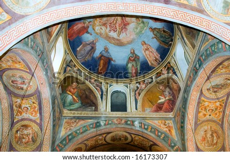 fragment 2 of the ceiling painting in the old Italian church