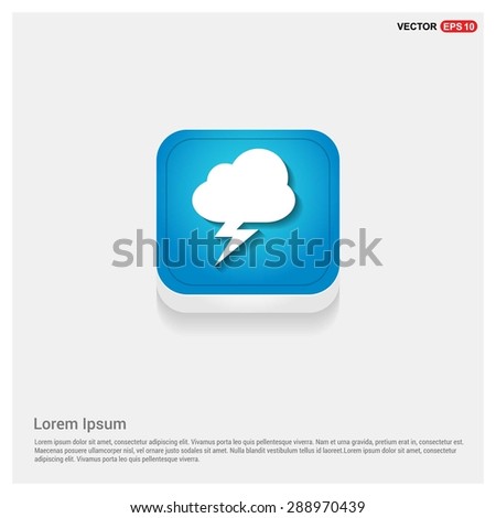 thunderstorm weather icon - abstract logo type icon - blue abstract 3d button with light board and shadow on gray background. Vector illustration
