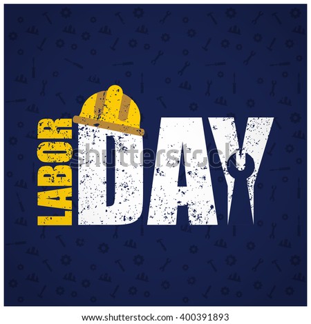 Grunge background Labor Day typography on blue background