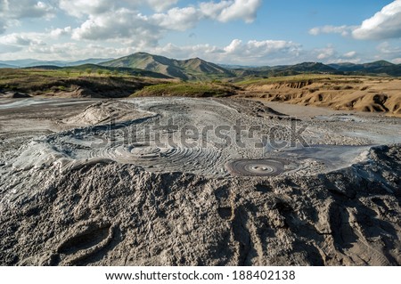 Landscape of Muddy Volcanoes at Buzau Romania. Strange geological phenomenon