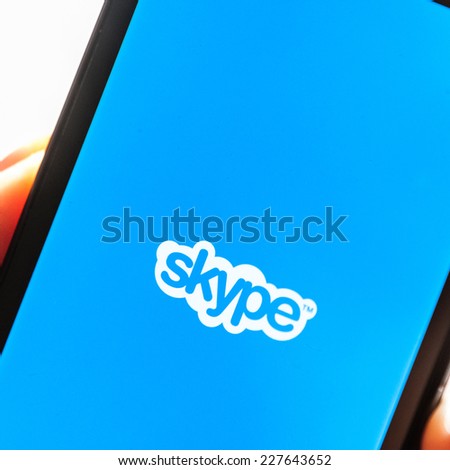 BRASOV, ROMANIA - OCTOBER -31-2014: Skype is a voice-over-IP service and instant messaging client, developed by the Microsoft Skype Division.