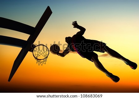 Silhouette of basketball against the sky Silhouette of basketball against the sky