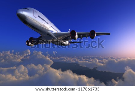 Passenger plane in the sky above the clouds Passenger plane in the sky above the clouds