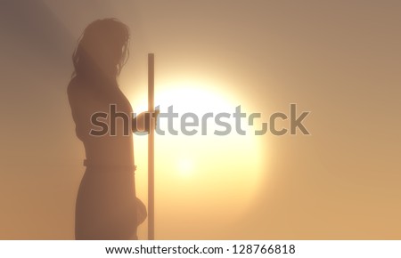 Silhouette of Jesus in the sunlight Silhouette of Jesus in the sunlight