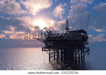 Petrochemical tower on the background of the sea.