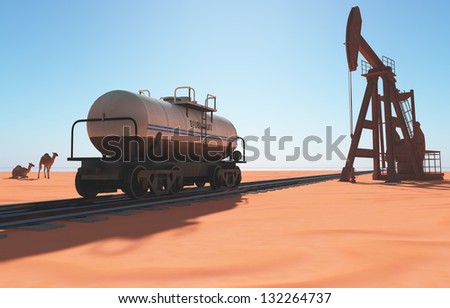 Railway platform for fuel in the desert.