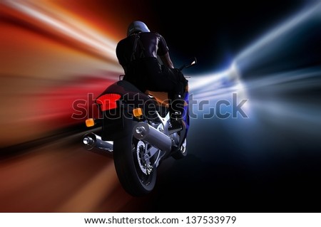 Motorcycle racing on the highway