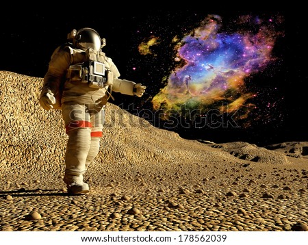 The astronaut  on the background of the planet.\