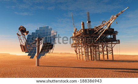 Solar battareya station and the old oil-producing desert.