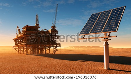 Solar battareya station and the old oil-producing desert.
