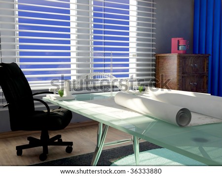 An interior of working cabinet is in an office