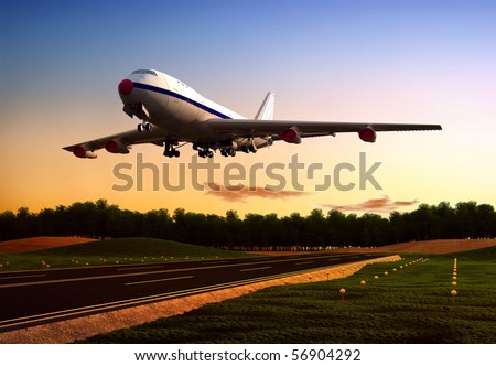 The plane on the runway