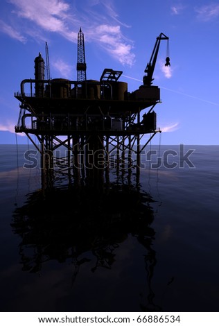 Oil Rig at late evening