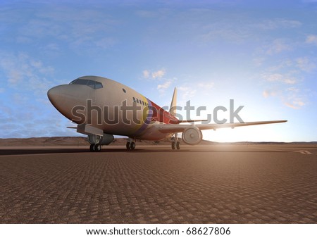 The passenger plane on the runway