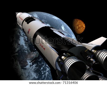 The space ship in outer space