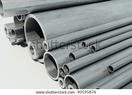 Metal pipe on a white background.